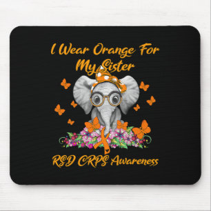 Elephant I Wear Orange For My Sister Rsd Crps Awar Mouse Pad