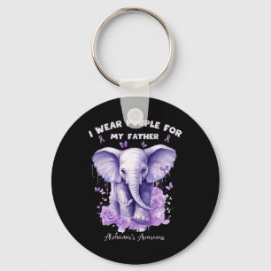 Elephant I Wear Purple For My Father Heimerheimer' Keychain
