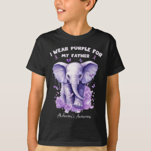 Elephant I Wear Purple For My Father Heimerheimer' T-Shirt