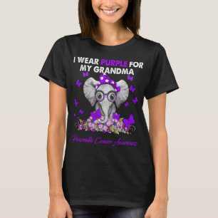 Elephant I Wear Purple For My Grandma Pancreatic T-Shirt