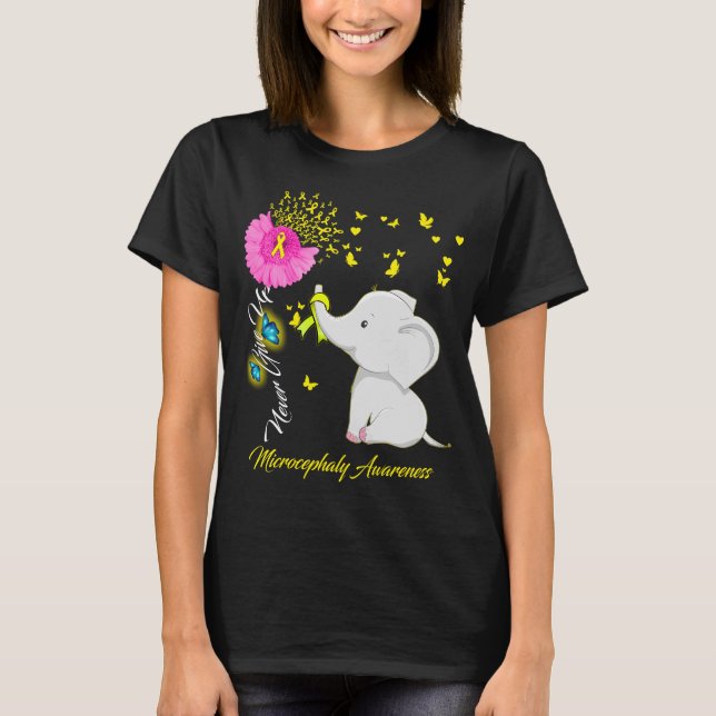 Elephant I Wear while For Microcephaly Awareness  T-Shirt (Front)