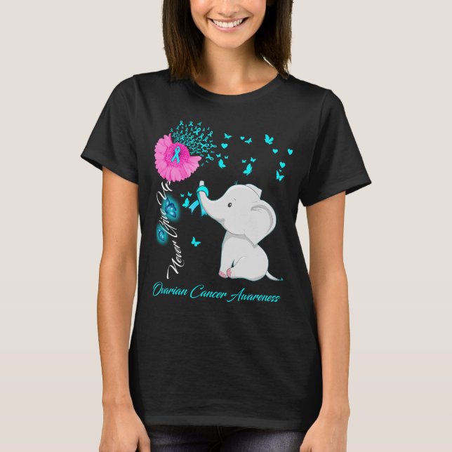 Elephant I Wear while For Ovarian Cancer Awareness T-Shirt (Front)