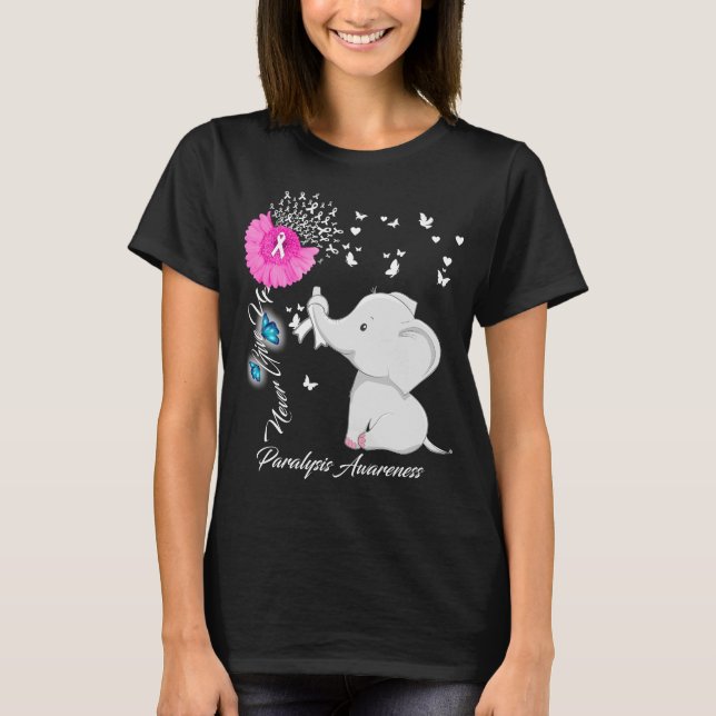 Elephant I Wear while For Paralysis Awareness  T-Shirt (Front)