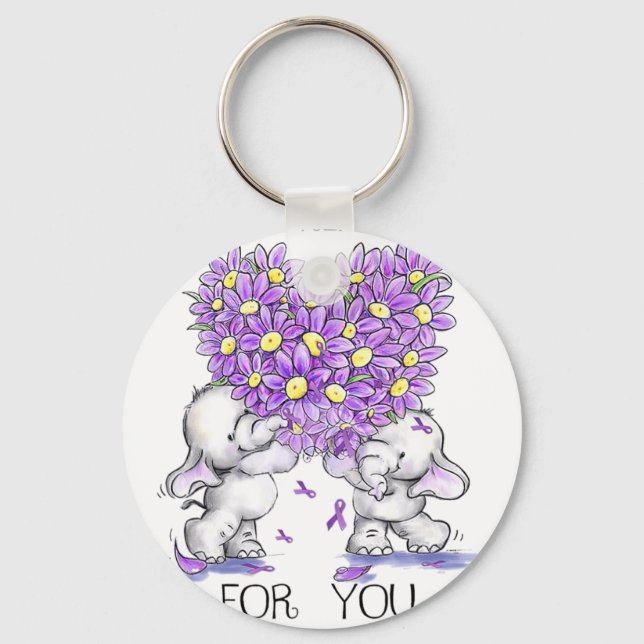 Elephant I Will Remember For You Flower Heimerheim Keychain (Front)