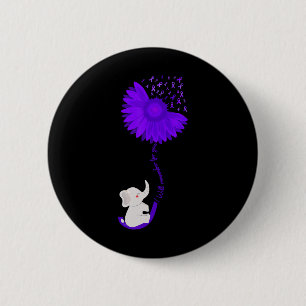 Elephant I Will Remember For You Purple Sunflower 2 Inch Round Button