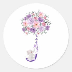 Elephant I Will Remember For You Purple Sunflower  Classic Round Sticker