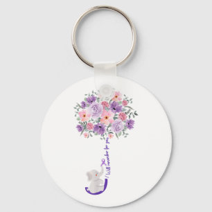 Elephant I Will Remember For You Purple Sunflower  Keychain