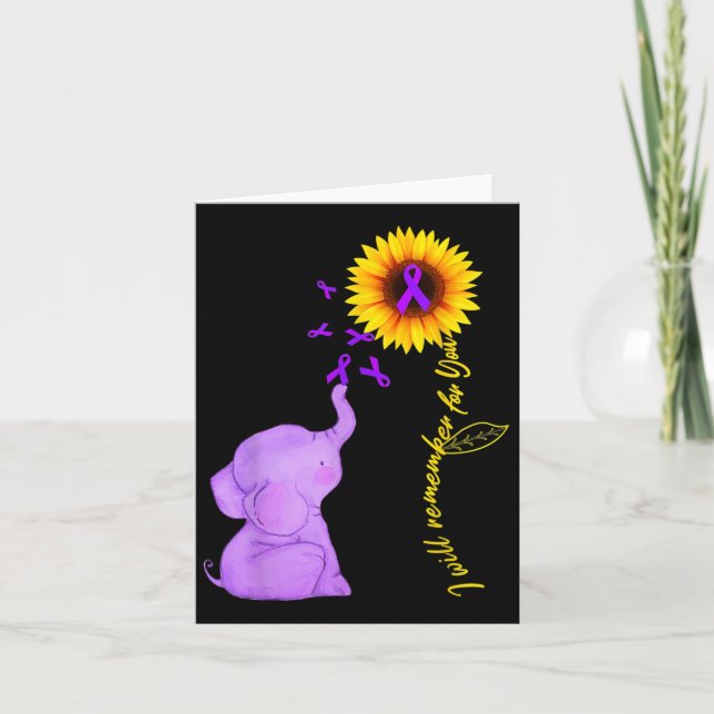 Elephant I Will Remember For You Sunflower Heimerh Card (Front)