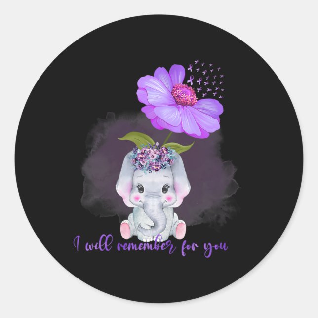 Elephant I Will Remember For You Sunflower Heimerh Classic Round Sticker (Front)
