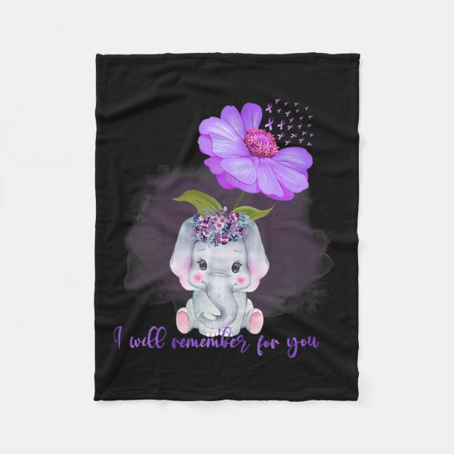 Elephant I Will Remember For You Sunflower Heimerh Fleece Blanket (Front)