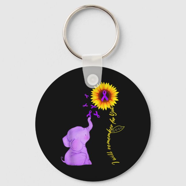 Elephant I Will Remember For You Sunflower Heimerh Keychain (Front)