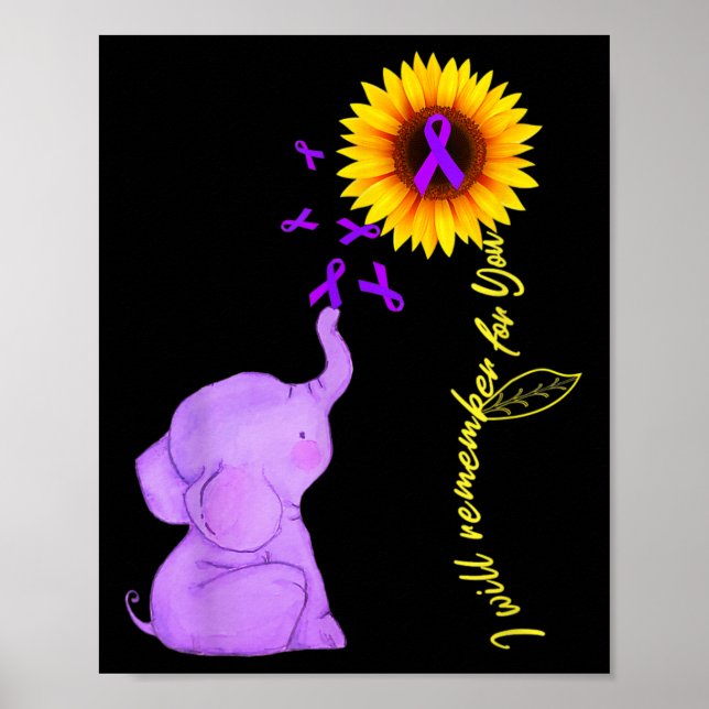 Elephant I Will Remember For You Sunflower Heimerh Poster (Front)