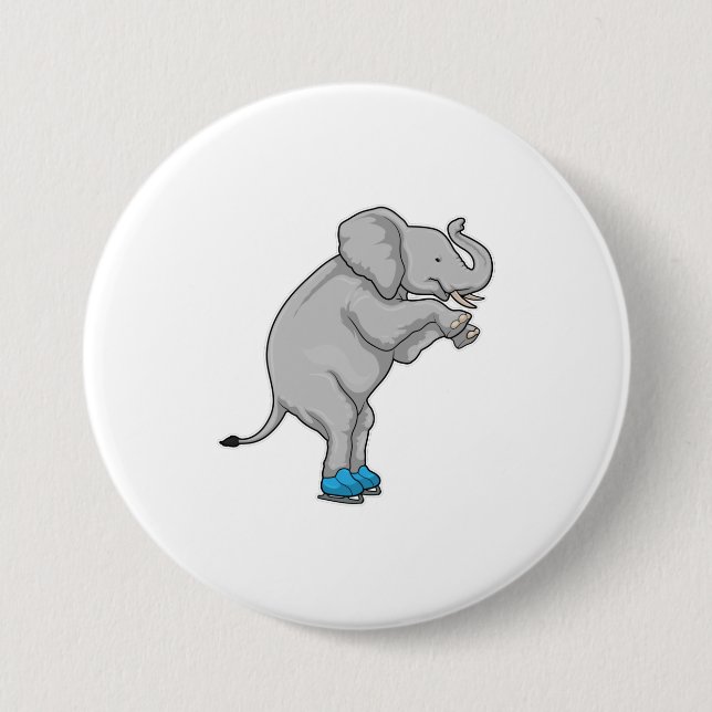 Elephant Ice skating Ice skates 3 Inch Round Button (Front)