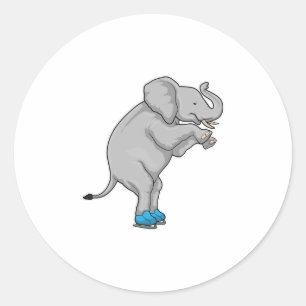 Elephant Ice skating Ice skates Classic Round Sticker