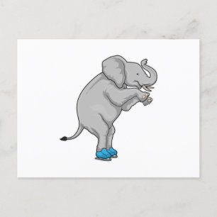 Elephant Ice skating Ice skates Postcard