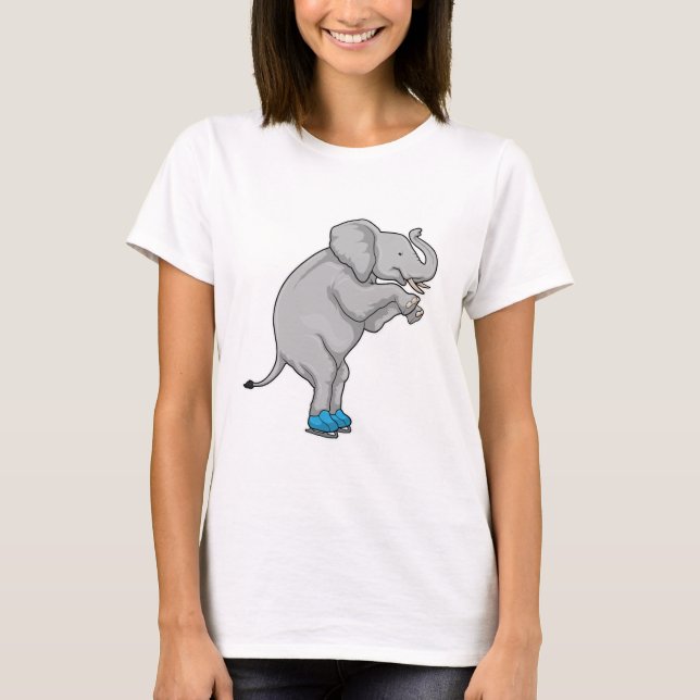 Elephant Ice skating Ice skates T-Shirt (Front)