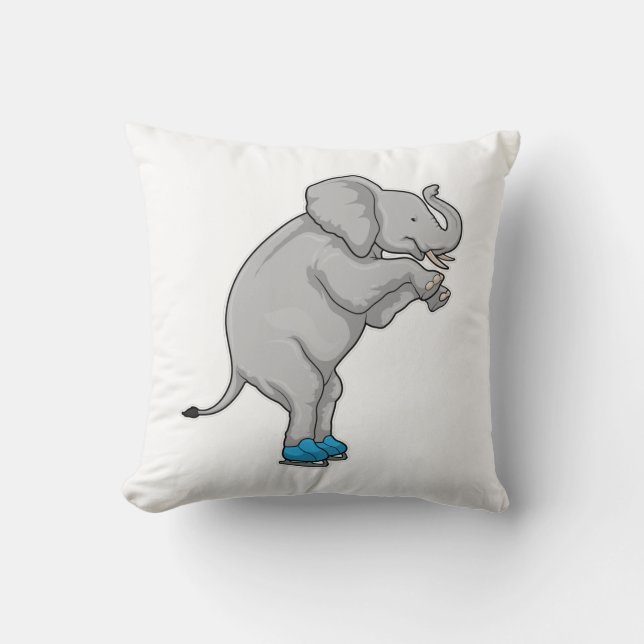 Elephant Ice skating Ice skates Throw Pillow (Front)