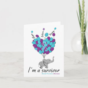 Elephant Im A Survivor Heart Suicide Prevention Aw Card