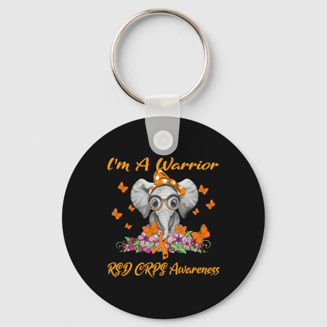 Elephant I'm A Warrior RSD CRPS Awareness  Keychain (Front)