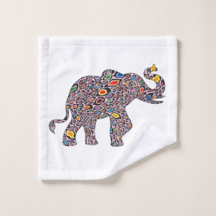 Elephant in a Psychedelic Cheetah Pattern Bath Towel Set