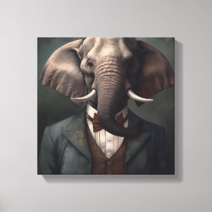Elephant In a Suit   Animal Art   Animal in a Suit Canvas Print