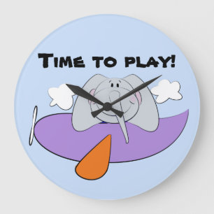Elephant in Airplane Kids Large Clock
