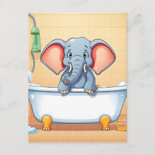 Elephant in bath postcard