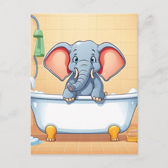 Elephant in bath postcard (Front)