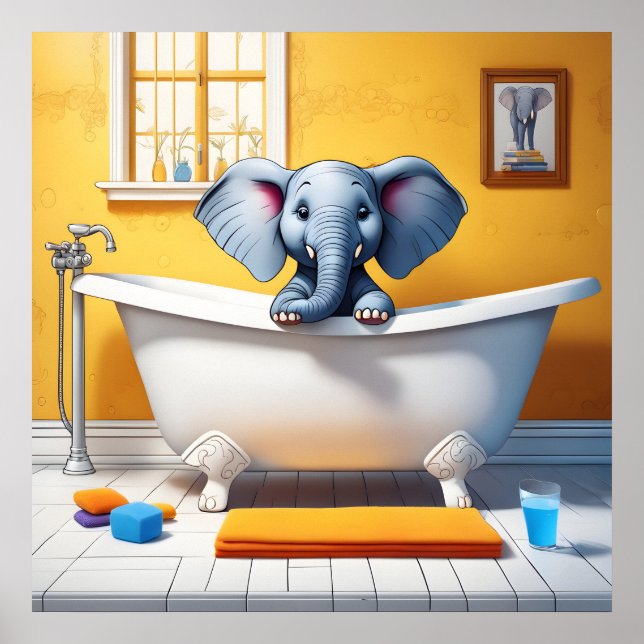 Elephant in bath poster (Front)