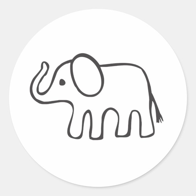 Elephant in Black and White Sketch Classic Round Sticker (Front)