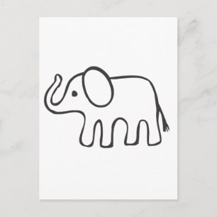 Elephant in Black and White Sketch Postcard
