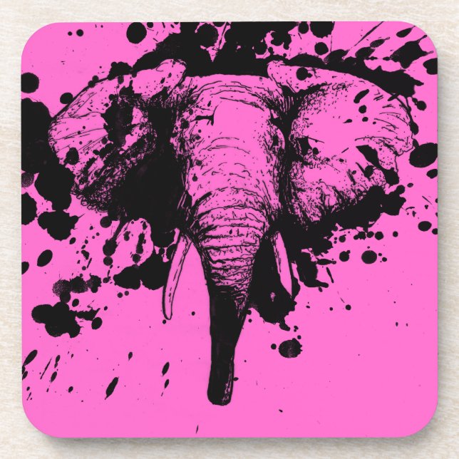 Elephant in Black Splash Pick Your Background Coaster (Front)