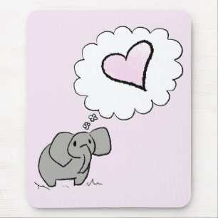 Elephant in love mouse pad