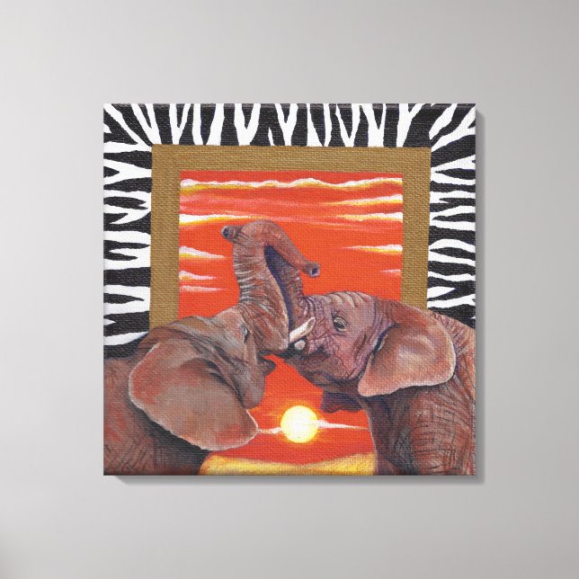 Elephant in Love Sunset and Zebra print (Front)