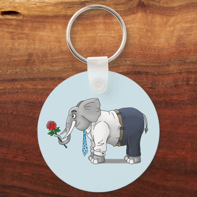 Elephant in Love Valentine's Day Keychain (Front)