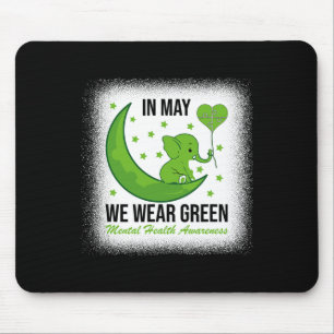 Elephant In May We Wear Green For Mental Health Aw Mouse Pad