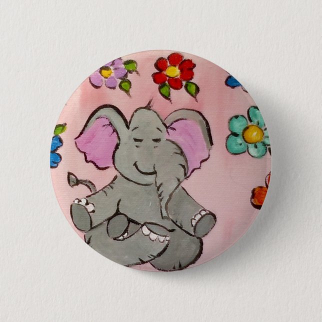 Elephant in meditation 2 inch round button (Front)