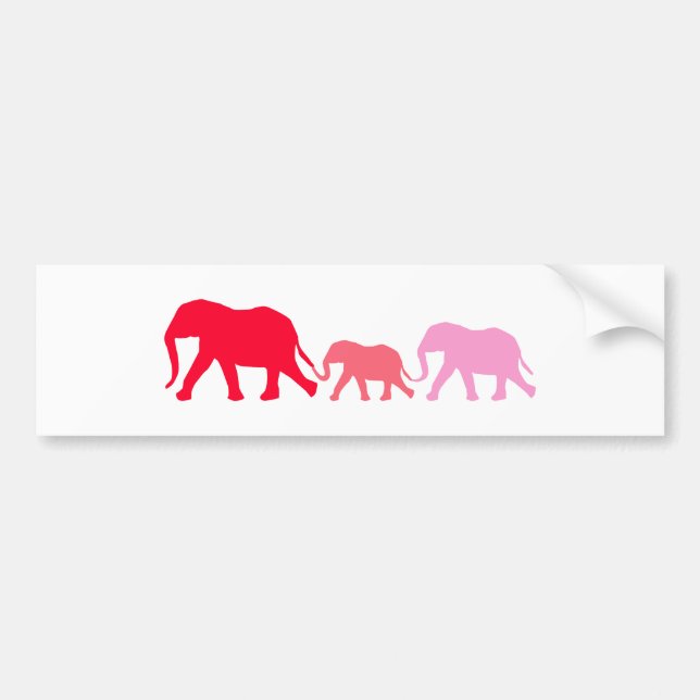 Elephant in Red and Pink Bumper Sticker (Front)