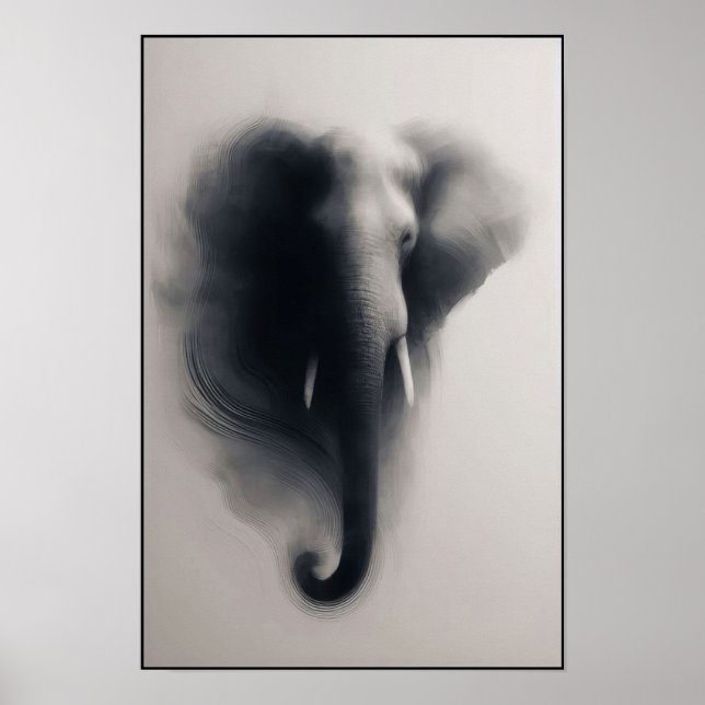 Elephant in the Mist Abstract Poster (Front)