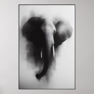 Elephant in the Mist Abstract Poster