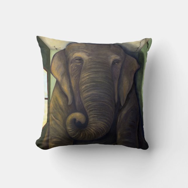 Elephant In The Room Throw Pillow (Front)