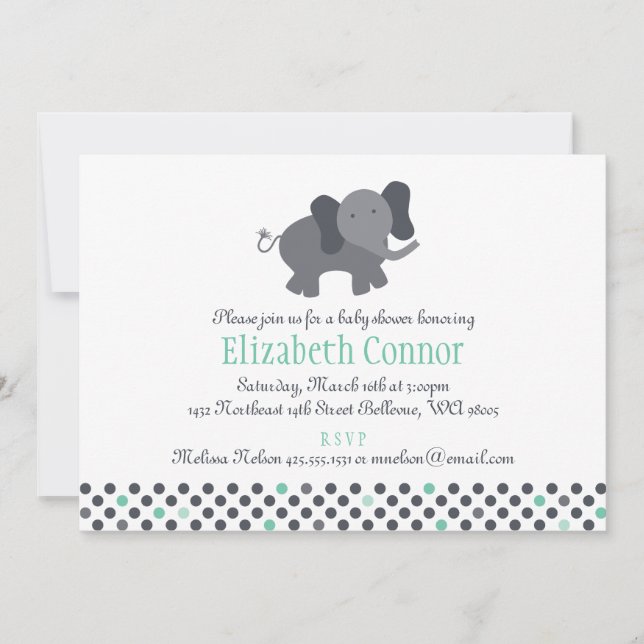 elephant invitation (birthday or baby shower) (Front)