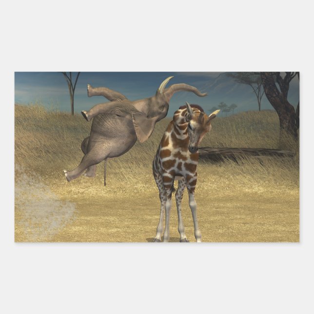 Elephant Jumps Over Giraffe Sticker (Front)