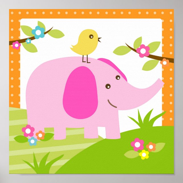 Elephant Jungle Animal Nursery Wall Art Print (Front)