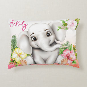 Elephant Jungle Safari Personalized Baby Accent Pillow