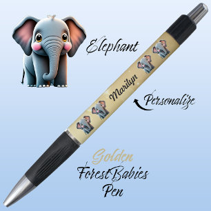 Elephant, Jungle Safari Woodland Animal Golden 🐘 Pen