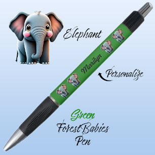 Elephant, Jungle Safari Woodland Animal Green 🐘 Pen