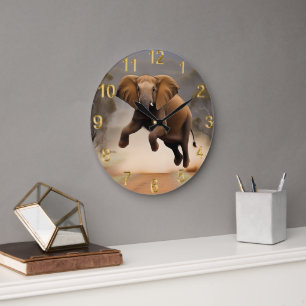 Elephant Kangaroo Hop, Large Clock