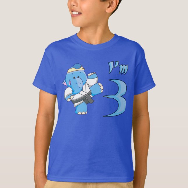 Elephant Karate 3rd Birthday T-Shirt (Front)