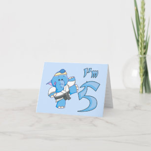 Elephant Karate 5th Birthday Invitation